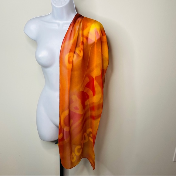 Vintage Ombre Sheer 100% Silk Coded Scarf - Picture 2 of 9